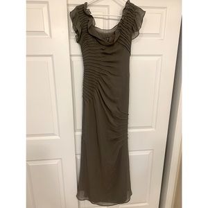 Size 4 Vera Wang White Long Mesh Bridesmaid Dress - Worn once.